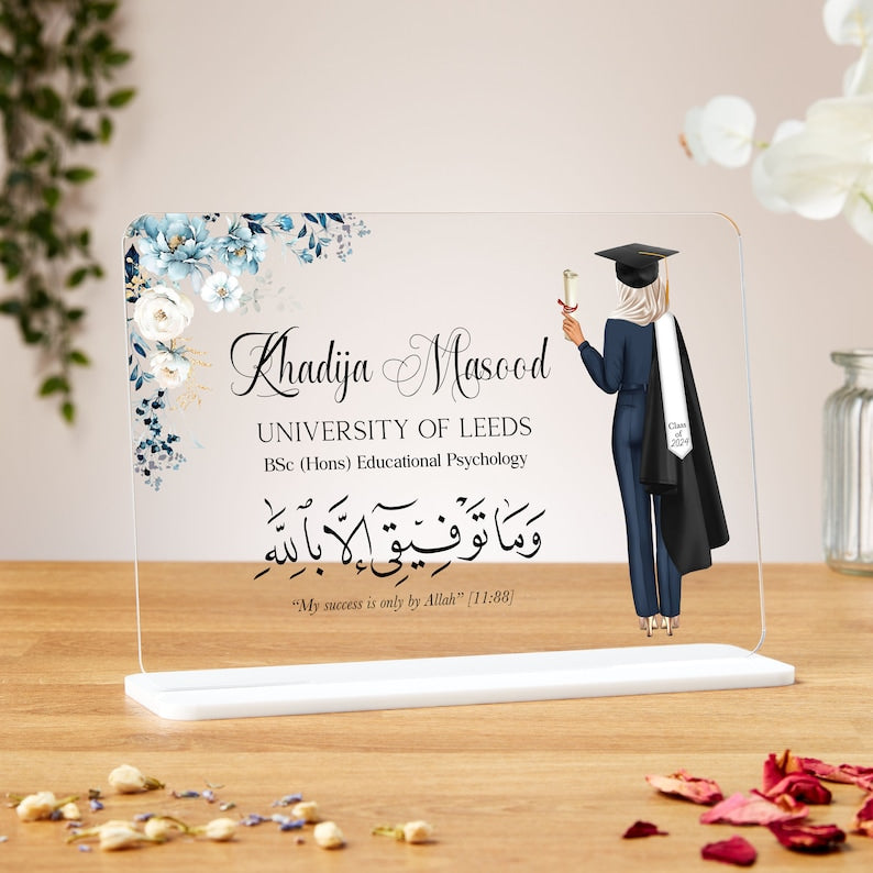 Girls Acrylic Graduation Plaque with White Standee